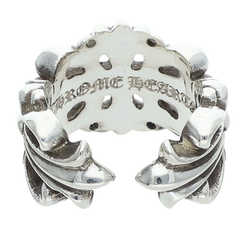 Chrome Hearts Double Floral Cross Silver Ring Size ONE SIZE