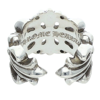 Chrome Hearts Double Floral Cross Silver Ring Size ONE SIZE