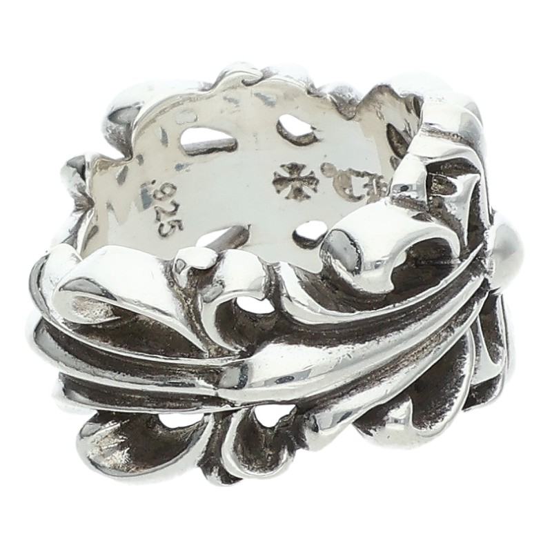 Chrome Hearts Double Floral Cross Silver Ring Size ONE SIZE