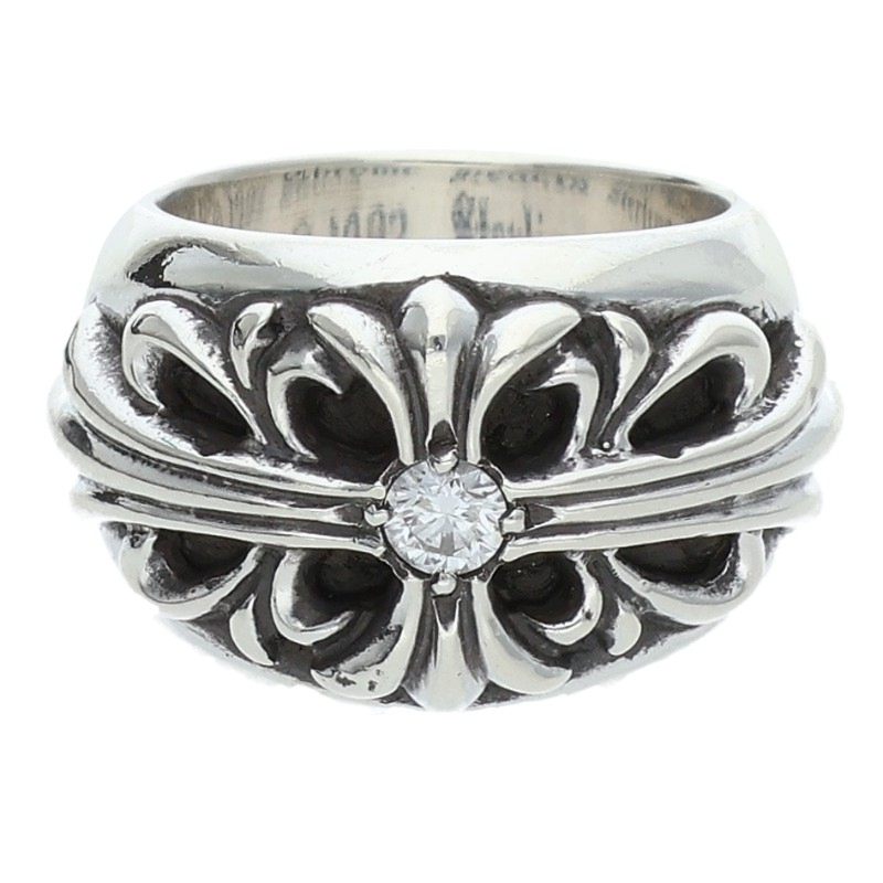 Chrome Hearts FLRL CRS 1DIA Silver Ring Size US 4.5