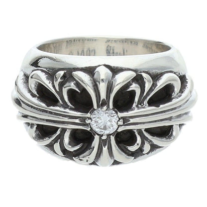 Chrome Hearts FLRL CRS 1DIA Silver Ring Size US 4.5
