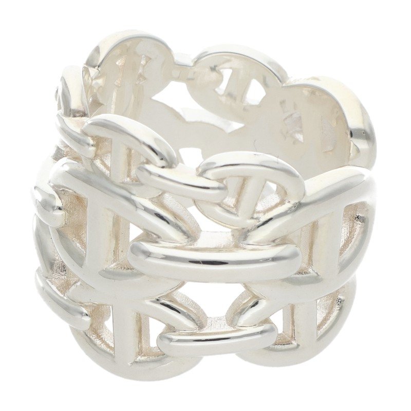 HERMES Chaine d'Ancre Enchainee GM Silver Ring Size ONE SIZE