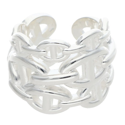 HERMES Chaine d'Ancre Enchainee GM Silver Ring Size ONE SIZE