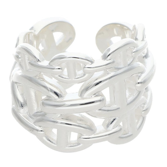HERMES Chaine d'Ancre Enchainee GM Silver Ring Size ONE SIZE