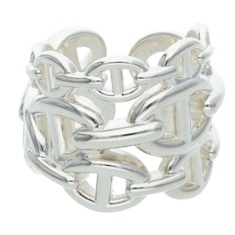 HERMES Chaine d'Ancre Enchainee GM Silver Ring Size ONE SIZE