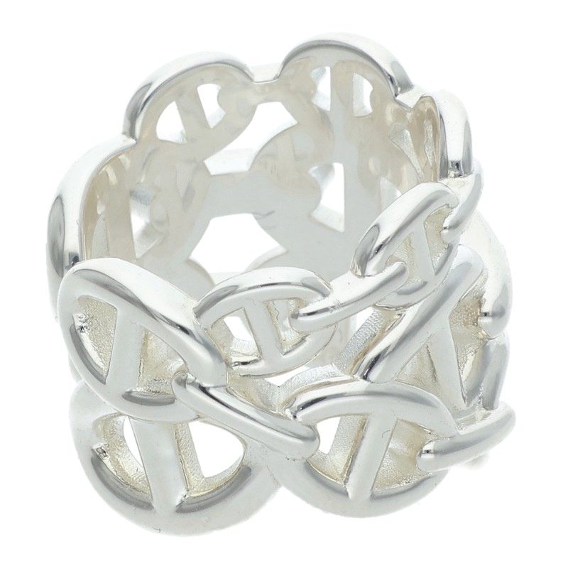 HERMES Chaine d'Ancre Enchainee GM Silver Ring Size ONE SIZE