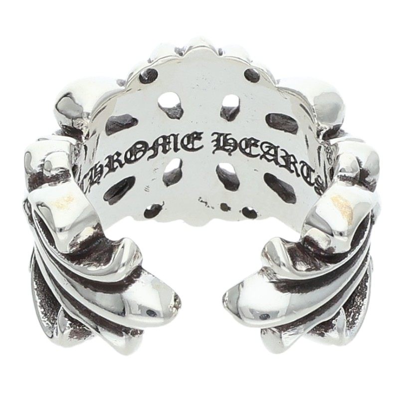 Chrome Hearts Double Floral Cross Silver Ring Size ONE SIZE