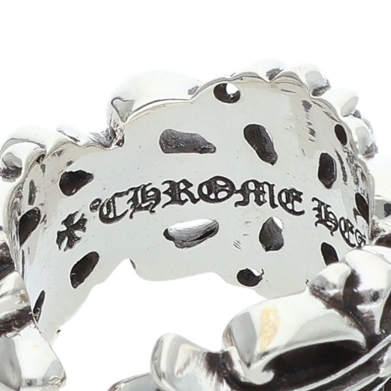 Chrome Hearts Double Floral Cross Silver Ring Size ONE SIZE