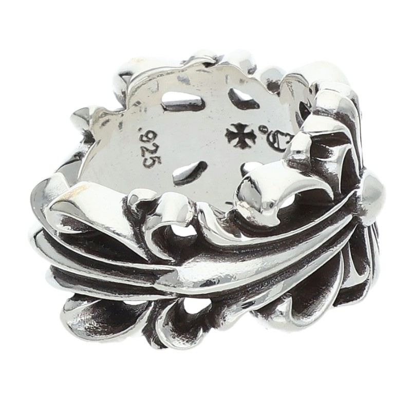 Chrome Hearts Double Floral Cross Silver Ring Size ONE SIZE
