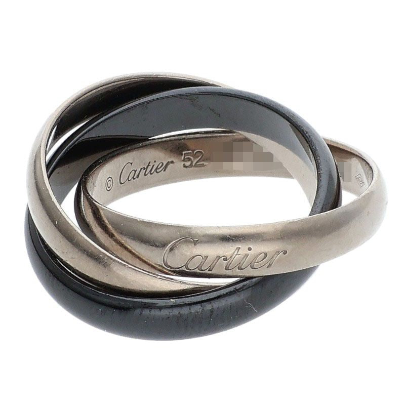 Cartier Trinity K18 White Gold Ceramic Ring Size ONE SIZE