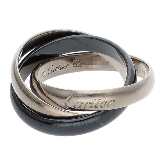 Cartier Trinity K18 White Gold Ceramic Ring Size ONE SIZE
