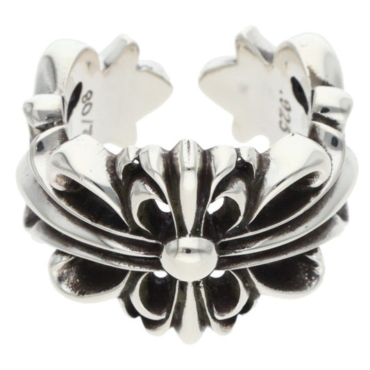 Chrome Hearts Double Floral Cross Silver Ring Size ONE SIZE