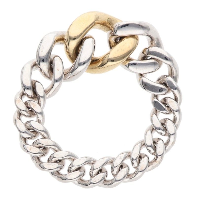 TOM WOOD 925 Dean Band Duo Gold Combo Ring Size 15.5