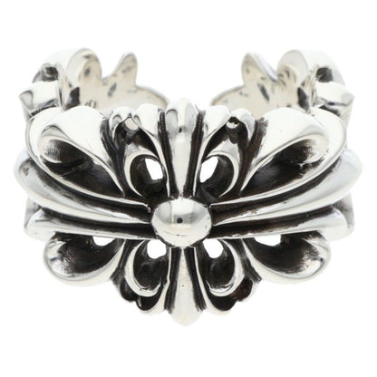 Chrome Hearts Double Floral Cross Silver Ring Size US 11