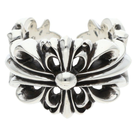 Chrome Hearts Double Floral Cross Silver Ring Size ONE SIZE