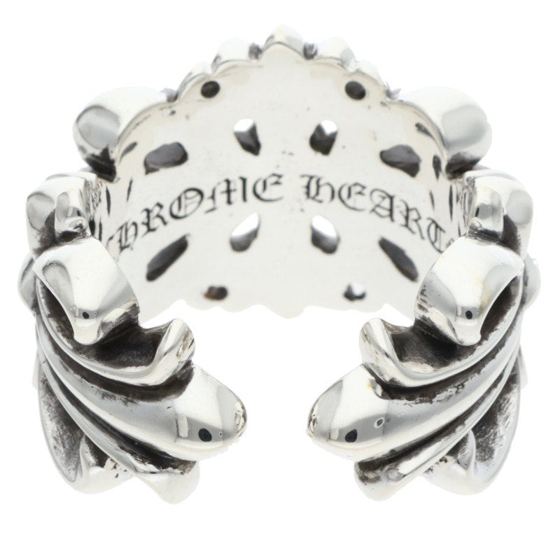 Chrome Hearts Double Floral Cross Silver Ring Size US 11