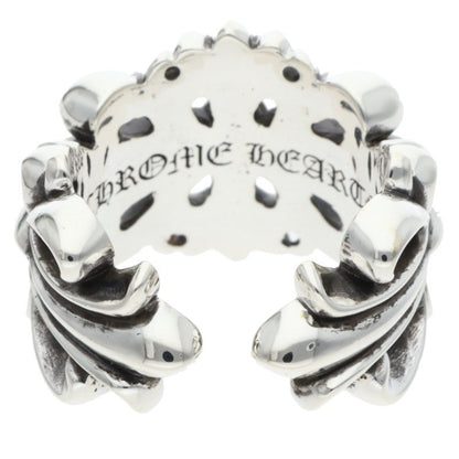 Chrome Hearts Double Floral Cross Silver Ring Size US 11