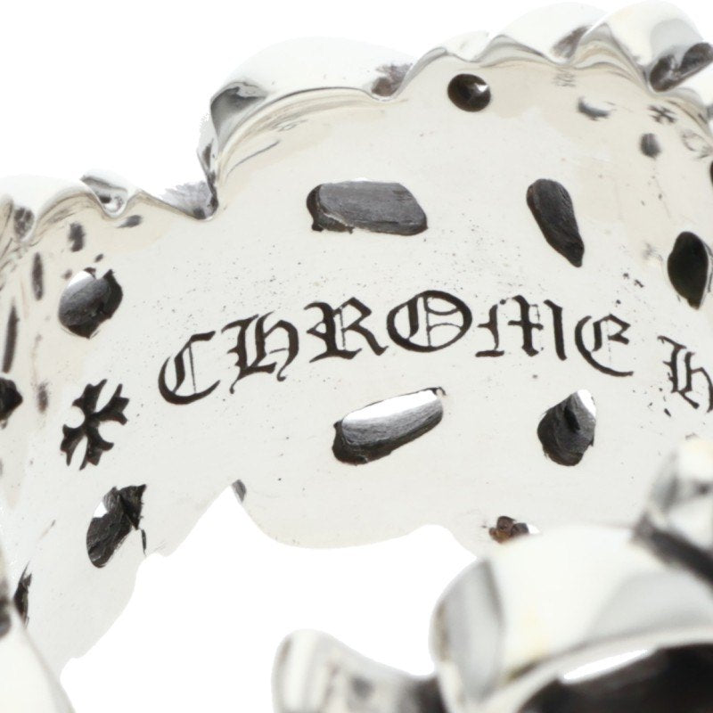 Chrome Hearts Double Floral Cross Silver Ring Size US 11