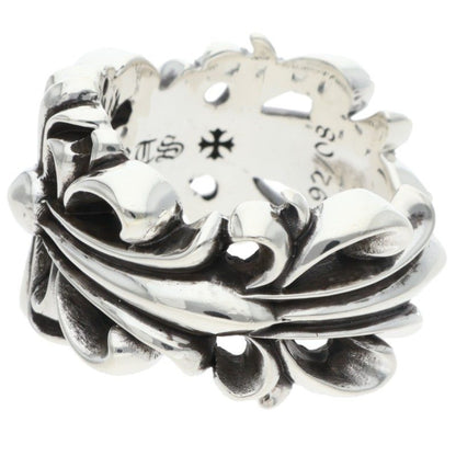 Chrome Hearts Double Floral Cross Silver Ring Size US 11