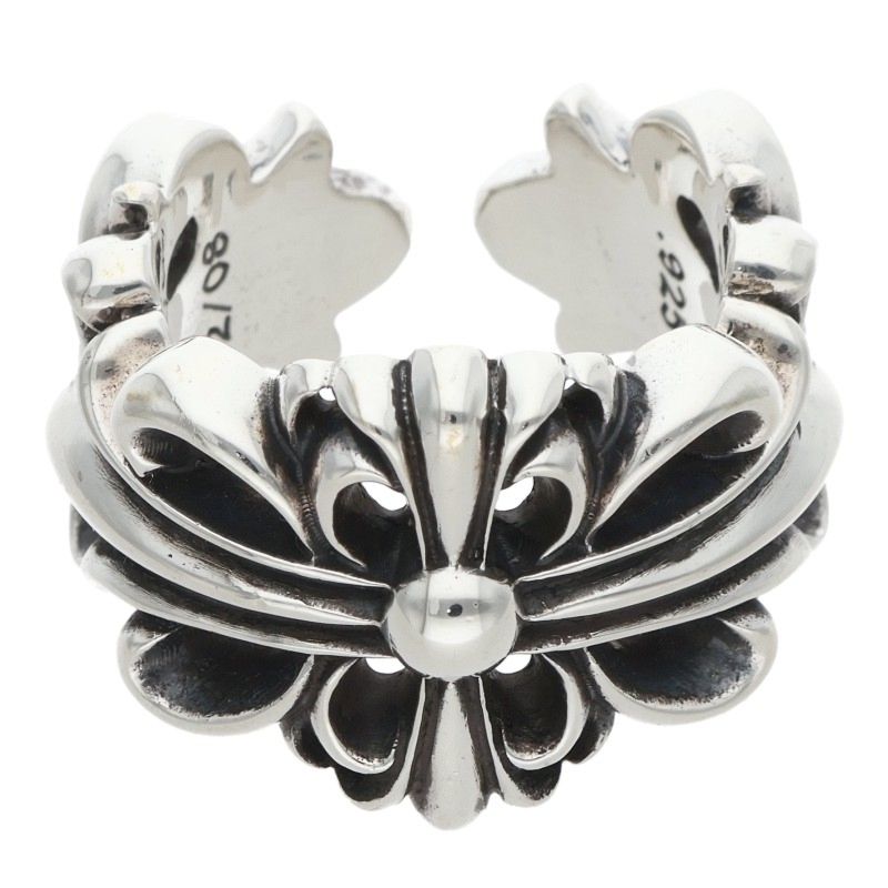 Chrome Hearts DBL FLRL CRS Silver Ring Size ONE SIZE