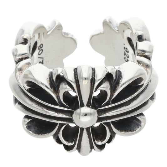 Chrome Hearts DBL FLRL CRS Silver Ring Size ONE SIZE