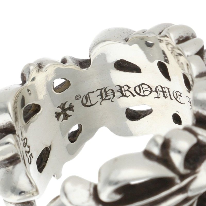 Chrome Hearts DBL FLRL CRS Silver Ring Size ONE SIZE