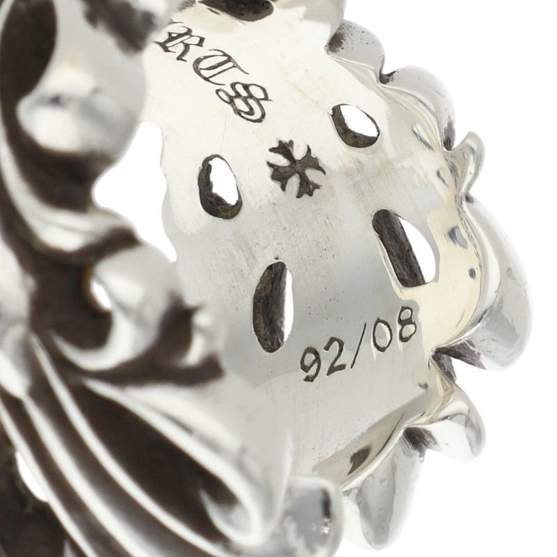 Chrome Hearts DBL FLRL CRS Silver Ring Size ONE SIZE