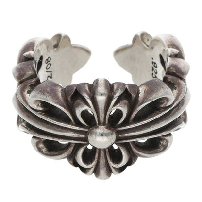 Chrome Hearts Double Floral Cross Silver Ring Size ONE SIZE
