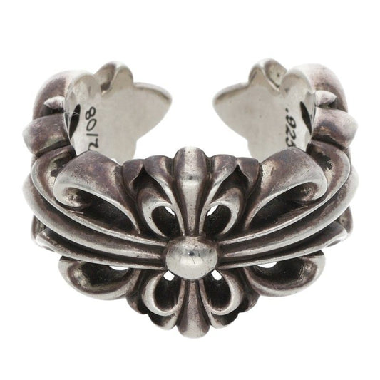 Chrome Hearts Double Floral Cross Silver Ring Size ONE SIZE
