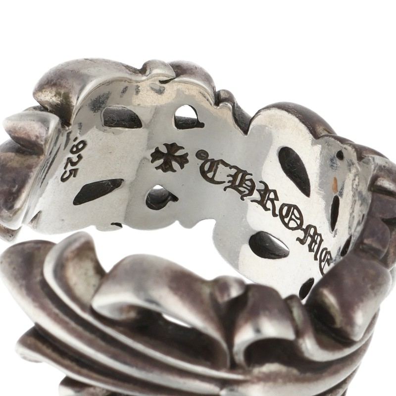 Chrome Hearts Double Floral Cross Silver Ring Size ONE SIZE