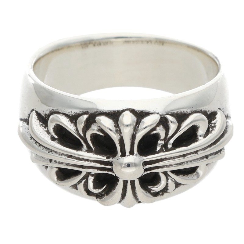 Chrome Hearts Floral Cross Silver Ring Size US 10.5