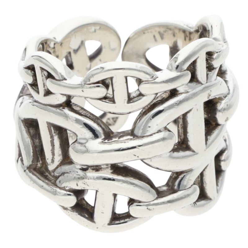 HERMES Chaine d'Ancre Enchainee GM Silver Ring Size ONE SIZE