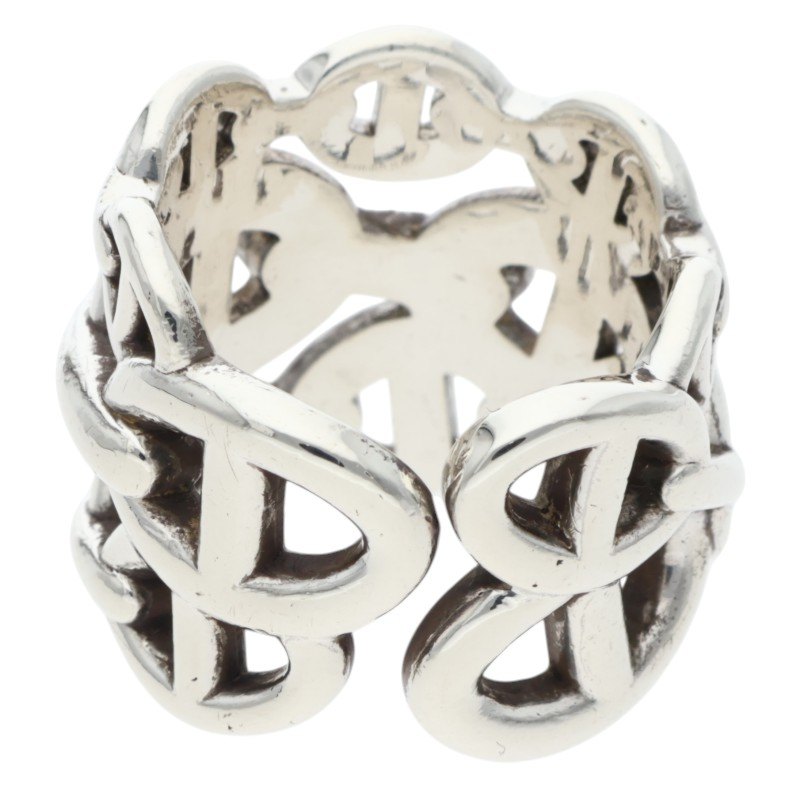 HERMES Chaine d'Ancre Enchainee GM Silver Ring Size ONE SIZE