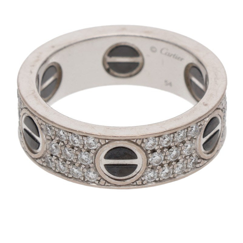 Cartier LOVE K18WG Diamond Ceramic Ring Size ONE SIZE