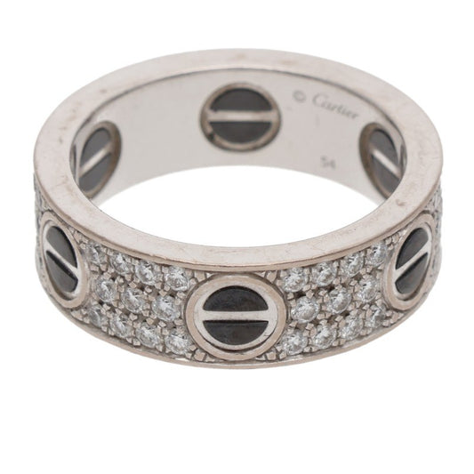 Cartier LOVE K18WG Diamond Ceramic Ring Size ONE SIZE