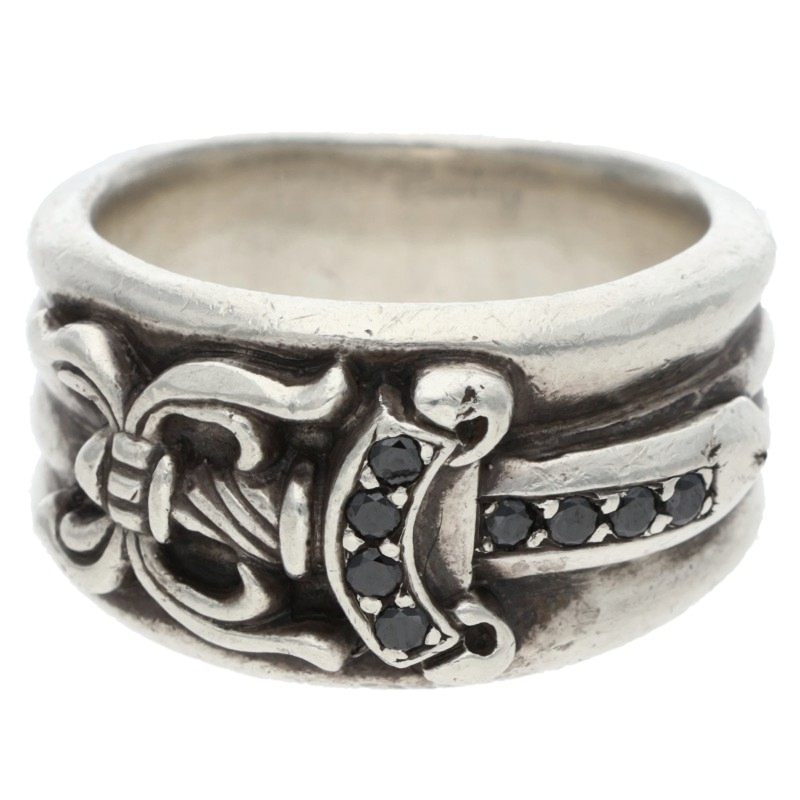 Chrome Hearts Dagger Pave Black Diamond Silver Size ONE SIZE