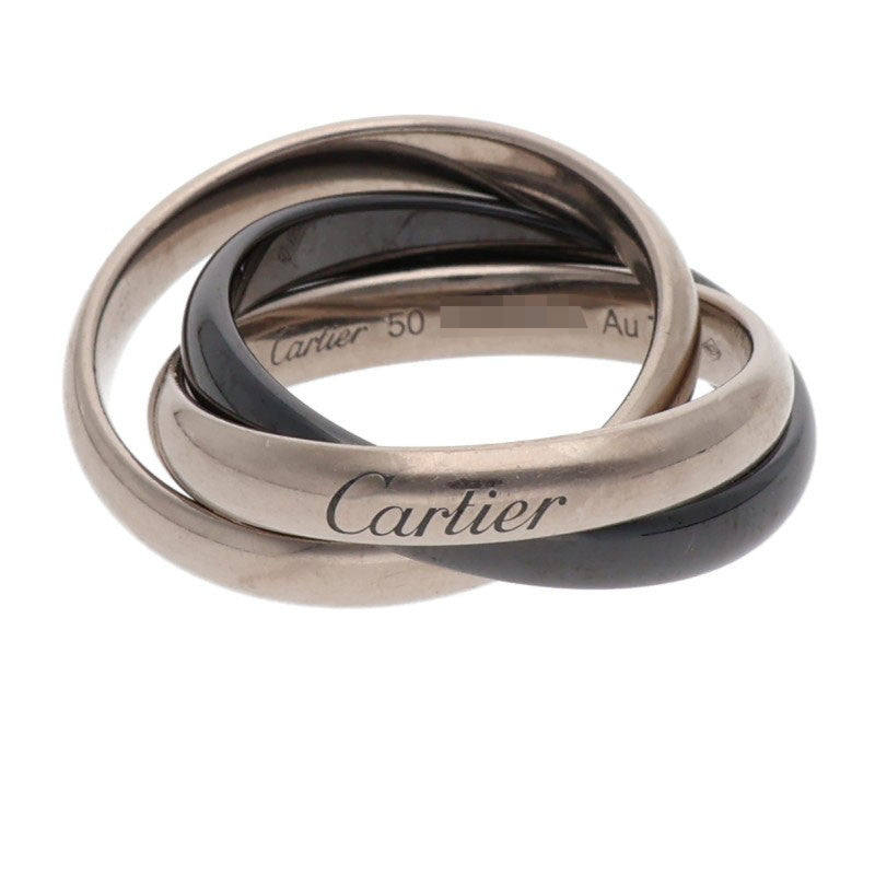 Cartier Trinity K18WG Black Ceramic Ring Size ONE SIZE