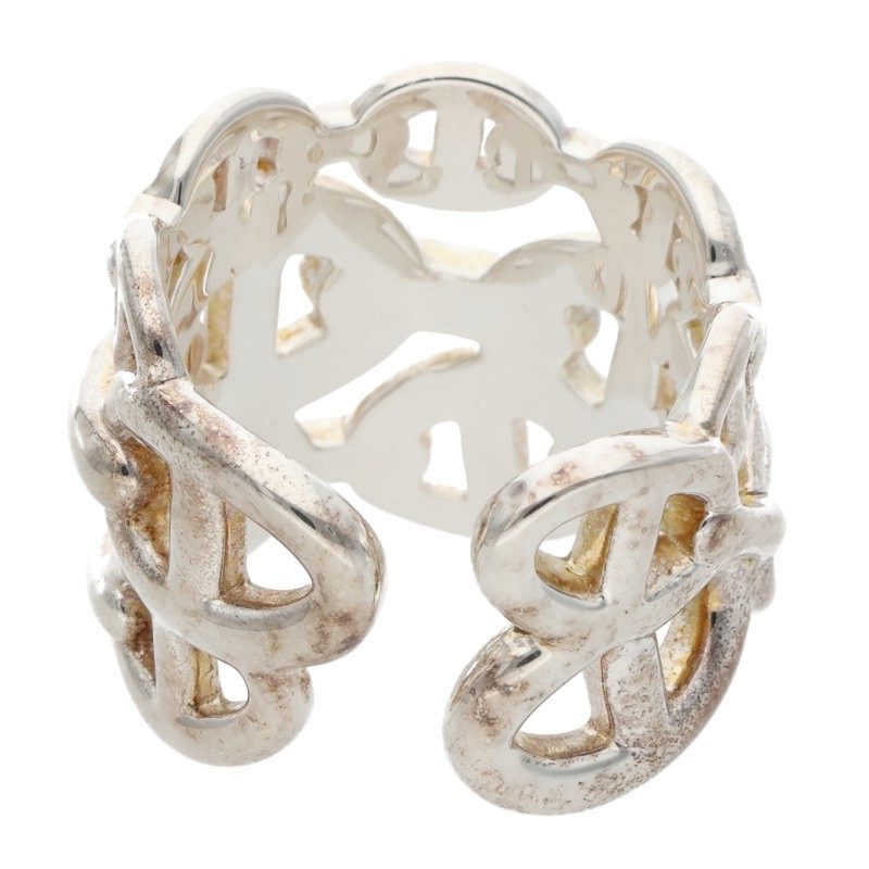 HERMES Chaine d'Ancre Enchainee GM Silver Ring Size ONE SIZE