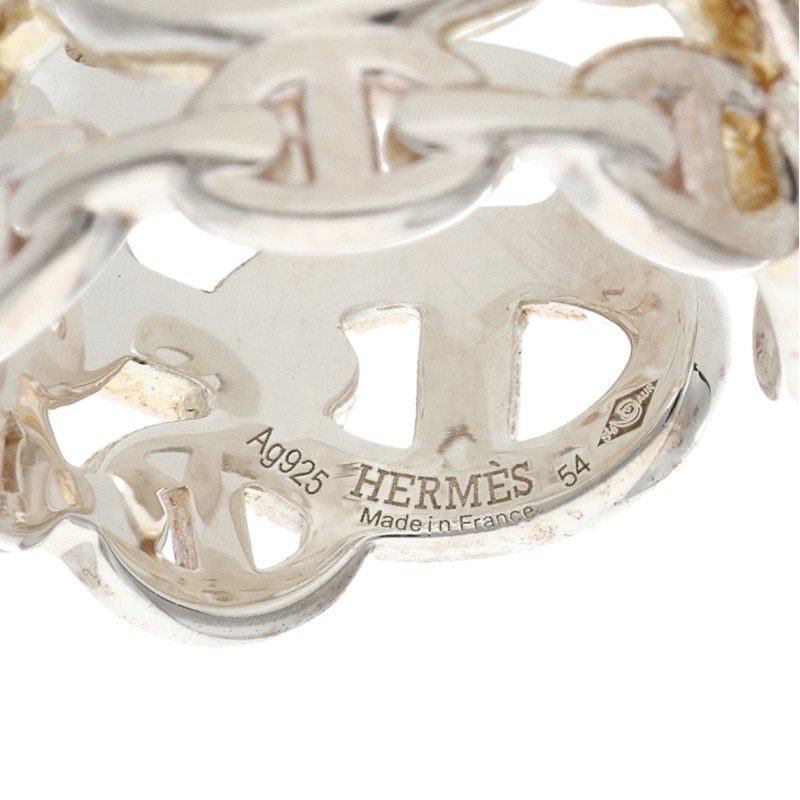 HERMES Chaine d'Ancre Enchainee GM Silver Ring Size ONE SIZE