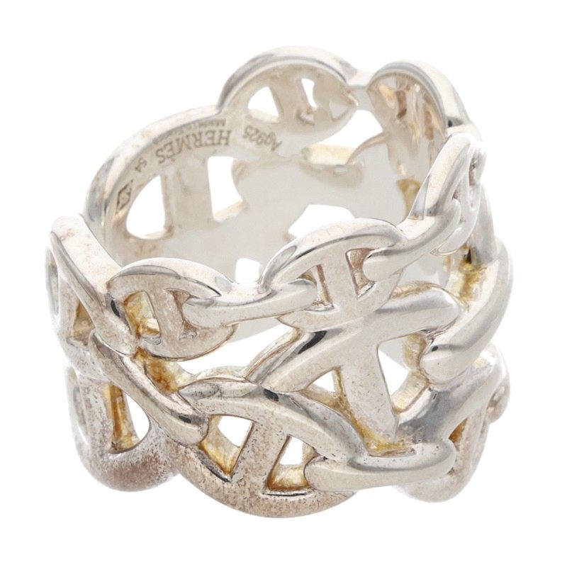 HERMES Chaine d'Ancre Enchainee GM Silver Ring Size ONE SIZE