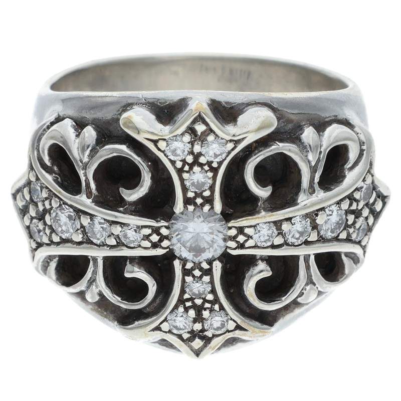 Chrome Hearts Keeper Pave Diamond Silver Ring Size ONE SIZE
