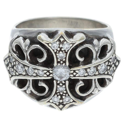 Chrome Hearts Keeper Pave Diamond Silver Ring Size ONE SIZE