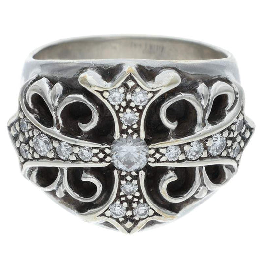 Chrome Hearts Keeper Pave Diamond Silver Ring Size ONE SIZE