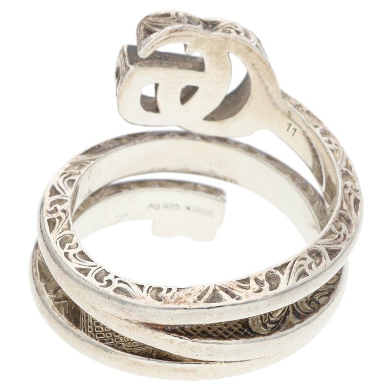 GUCCI GG Marmont Key Motif Silver Ring Size ONE SIZE