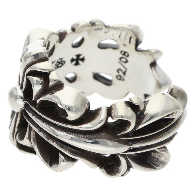 Chrome Hearts DBL FLRL CRS Silver Ring 925 Size US 6.5