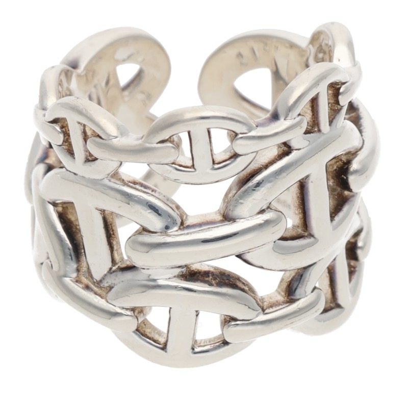 HERMES Chaine d'Ancre Enchainee GM Silver Ring Size ONE SIZE