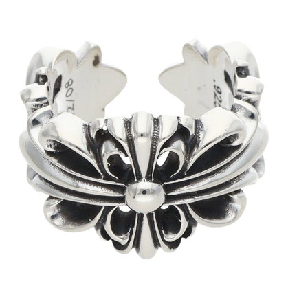 Chrome Hearts Double Floral Cross Silver Ring Size ONE SIZE