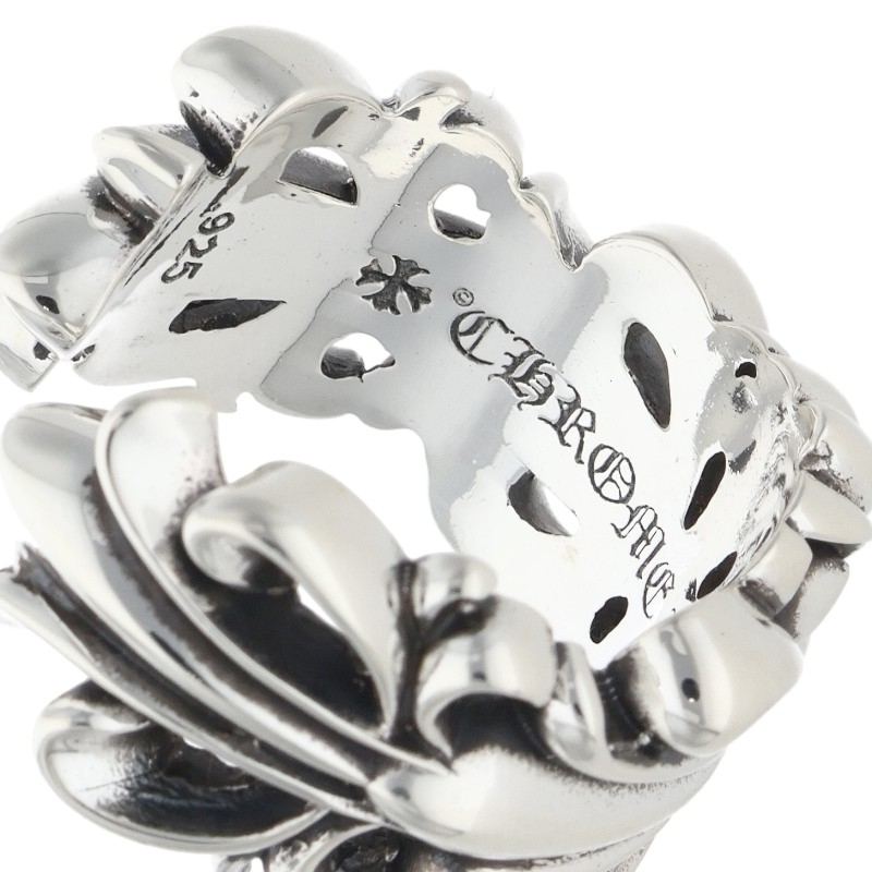 Chrome Hearts Double Floral Cross Silver Ring Size ONE SIZE