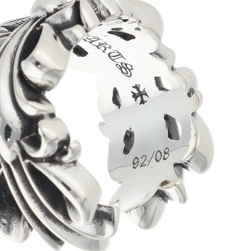 Chrome Hearts Double Floral Cross Silver Ring Size ONE SIZE