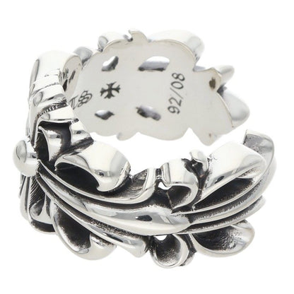 Chrome Hearts Double Floral Cross Silver Ring Size ONE SIZE